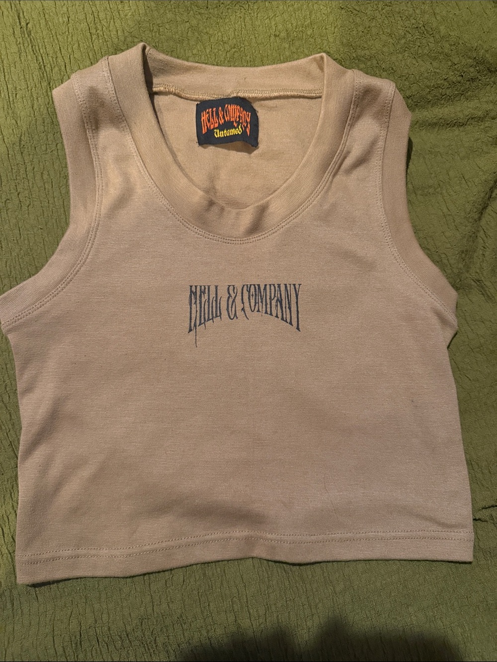 Hell & Company Braincase Brown Crop Tank Top